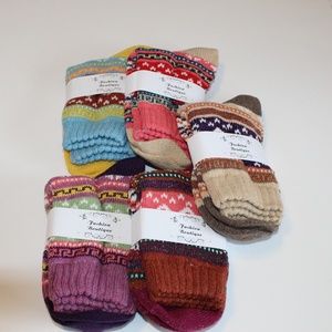 5 Pair-Women's Socks - Wool/Cotton/Polyester Med